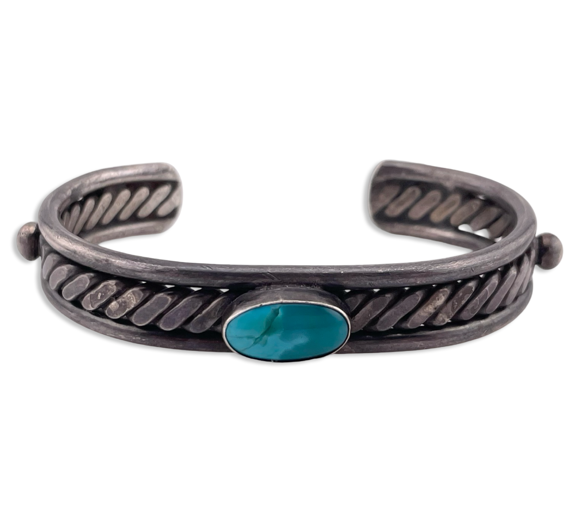 sterling silver old turquoise cuff bracelet