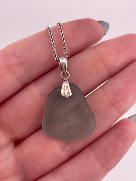 sterling silver 20" sea glass necklace