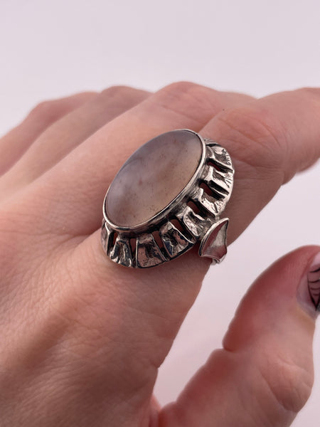 size 7.5 sterling silver rose quartz ring