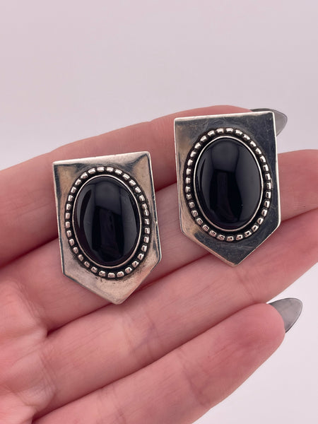 sterling silver onyx post earrings