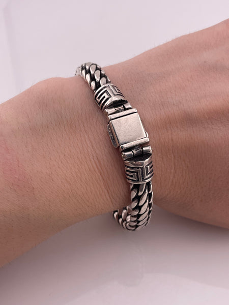 sterling silver 9" 53 gram heavy Mexican chain link bracelet