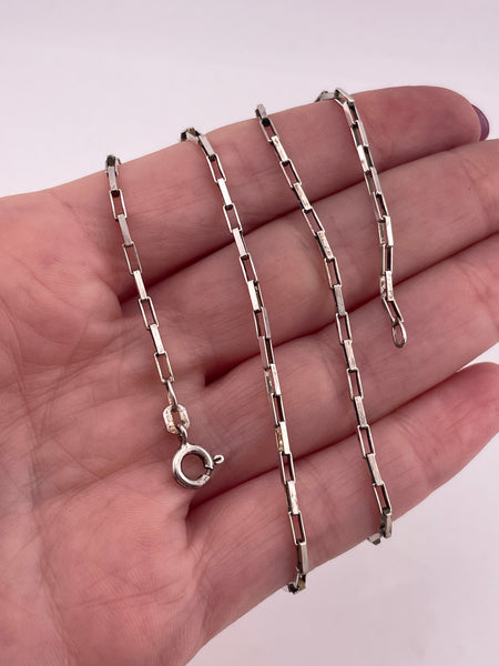 sterling silver 18" rectangle link chain necklace