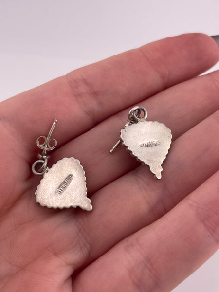 sterling silver turquoise inlay post dangle earrings