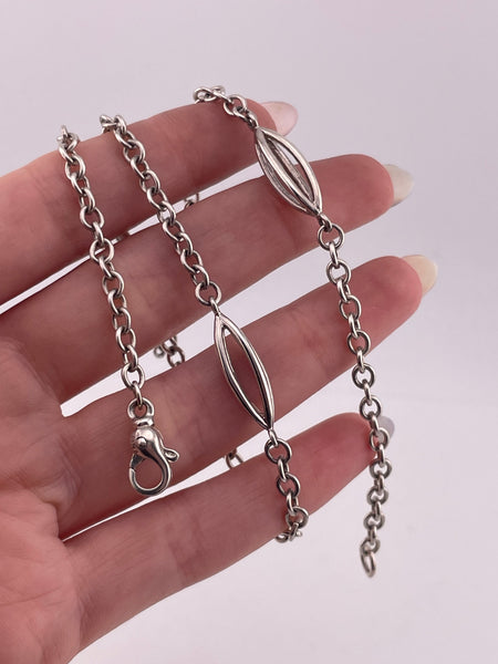 sterling silver 17-3/8" cable link spacer necklace