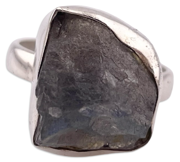 size 7 sterling silver raw labradorite ring