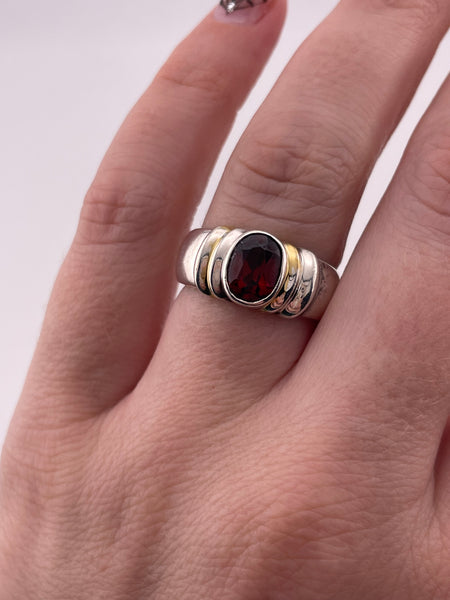 size 7.5 sterling silver faceted garnet ring