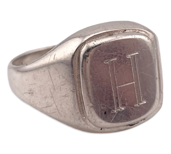 size 8.75 sterling silver 'H' initial signet ring