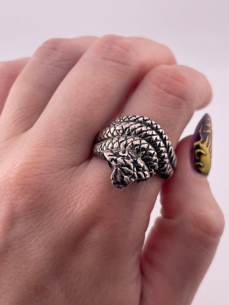 size 14 sterling silver high profile cobra snake ring
