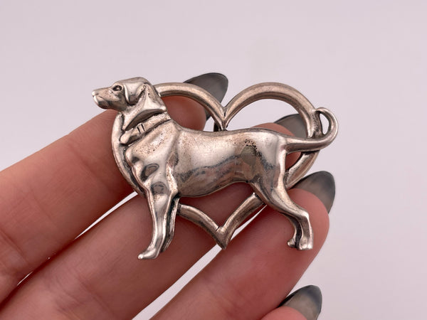 sterling silver dog heart pendant