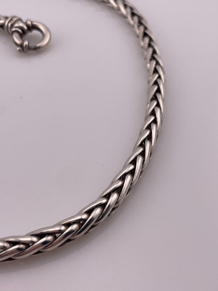 sterling silver 16" Italian heavy wheat chain oversized clasp necklace