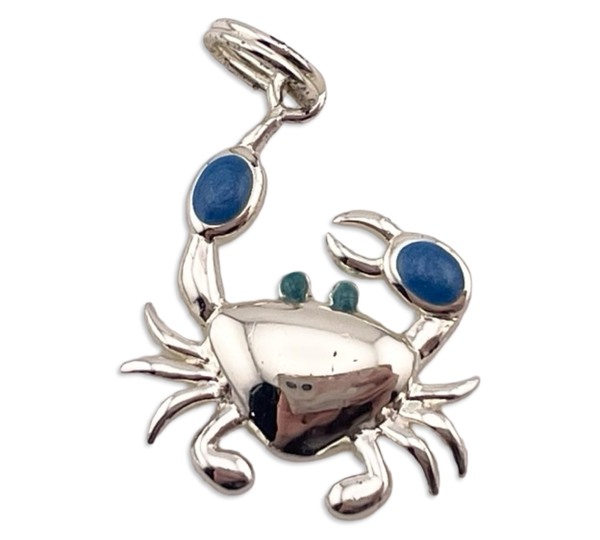 sterling silver resin crab pendant