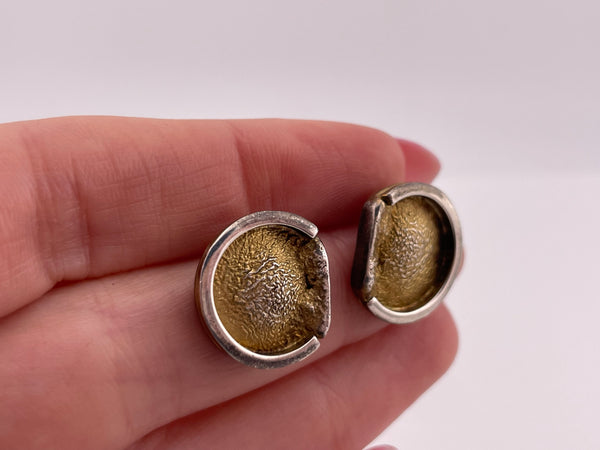 sterling silver & gold wash textured post earrings
