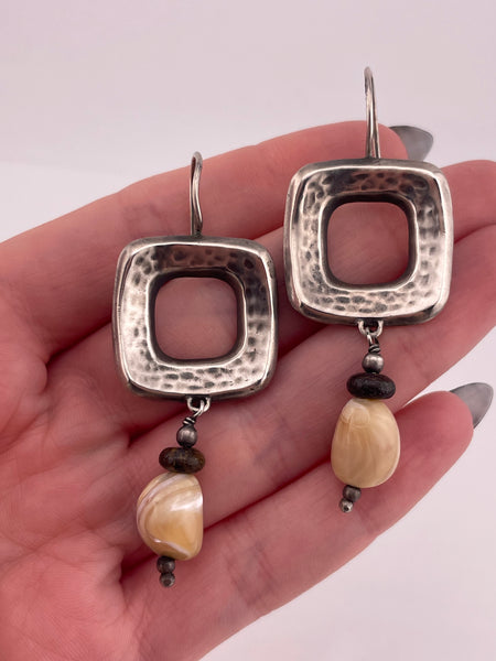 sterling silver Silpada agate textured hook earrings