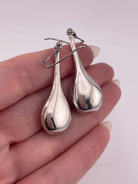 sterling silver 2-1/8" jug hook dangle earrings