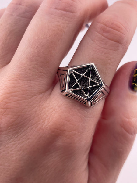 size 13 sterling silver pentagram star ring