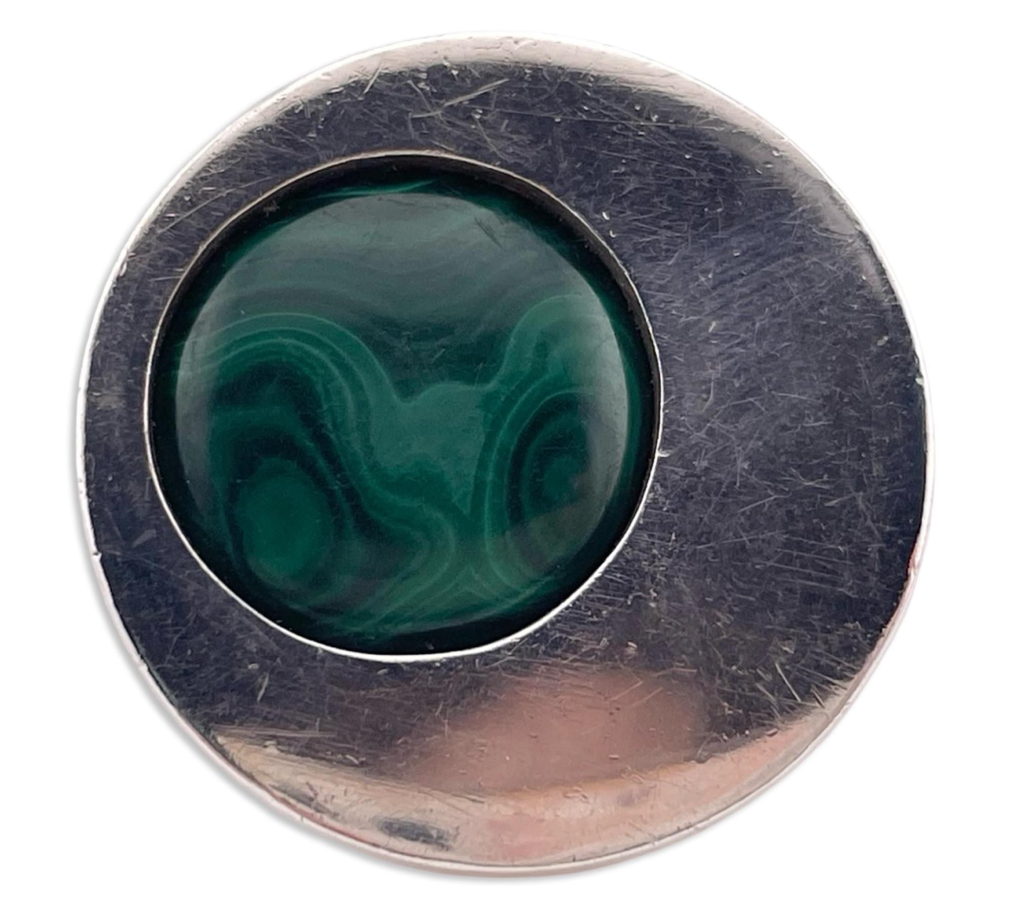 size 6.5 sterling silver heavy malachite modernist ring