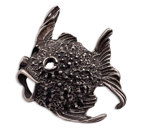 sterling silver textured fish pendant