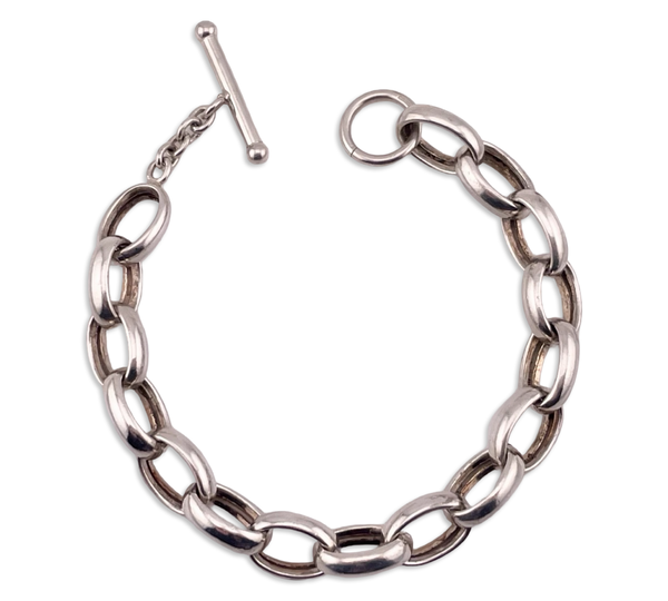 sterling silver 8 1/2" toggle clasp chain link bracelet