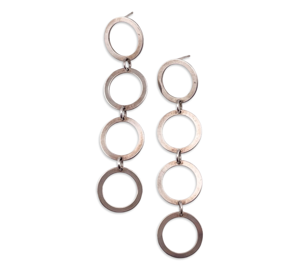sterling silver 2-7/8" circles post dangle earrings
