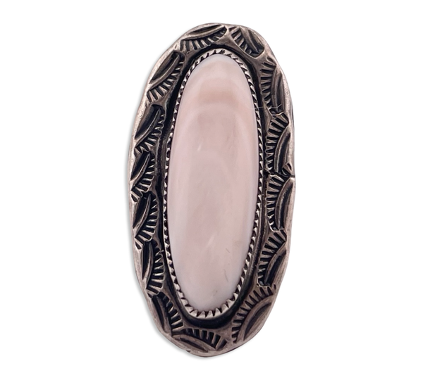size 5.25 sterling silver mother of pearl stamped ring