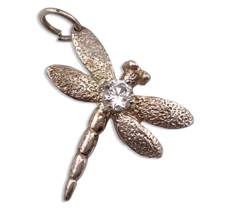 sterling silver rhinestone dragonfly pendant