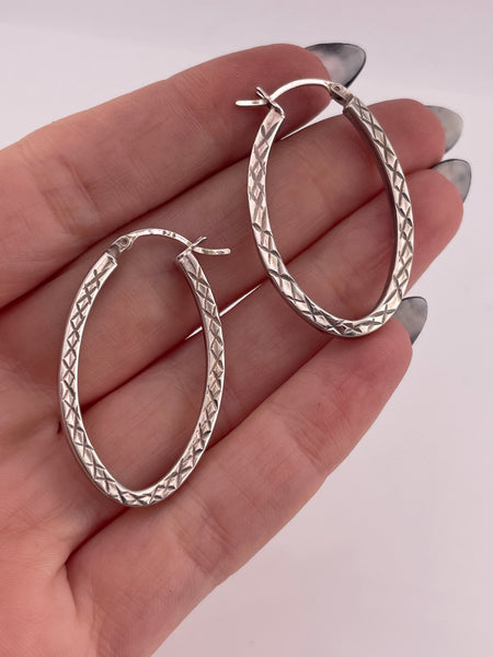sterling silver oval hoop earrings