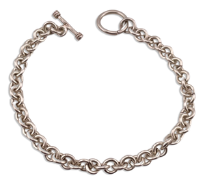 sterling silver 7 3/4" t-bar toggle clasp chain link bracelet