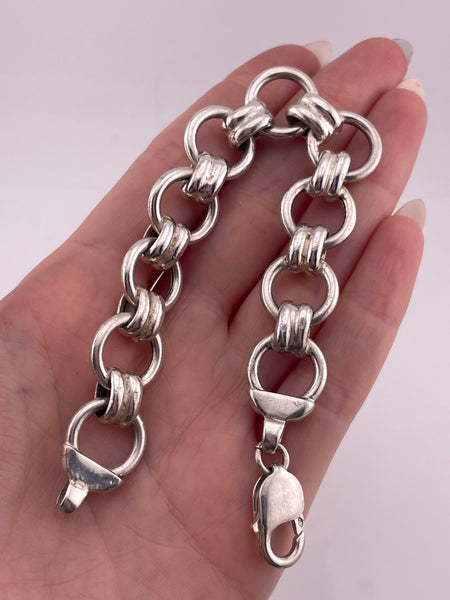 sterling silver 7 7/8" chunky circle chain link bracelet