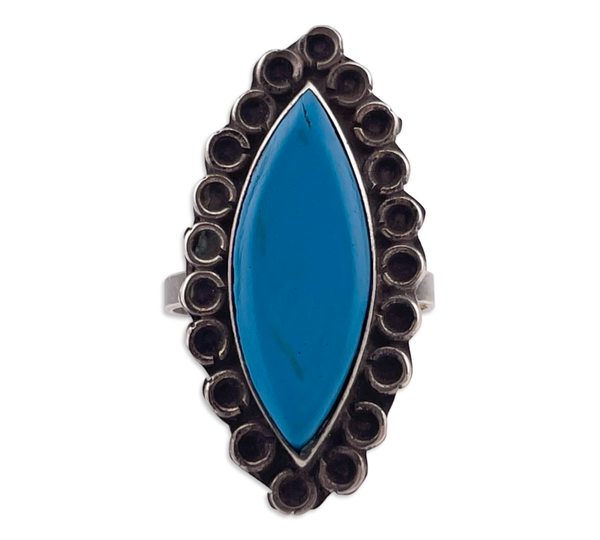 size 6.75 sterling silver blue plastic ring