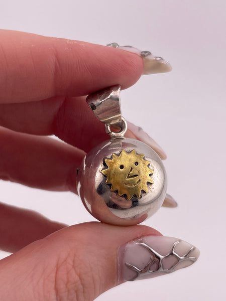 sterling silver sun moon face star harmony ball pendant