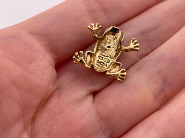 sterling silver gold wash frog lab diamond pendant