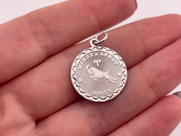 sterling silver rhodium plated Aries zodiac pendant