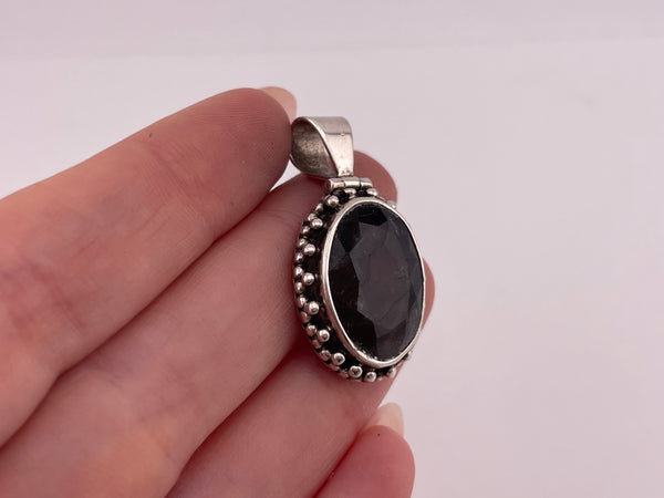 sterling silver faceted labradorite pendant