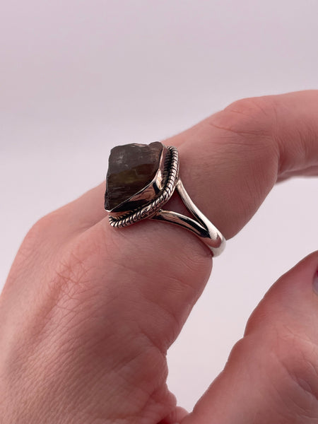 size 9 sterling silver raw stone ring