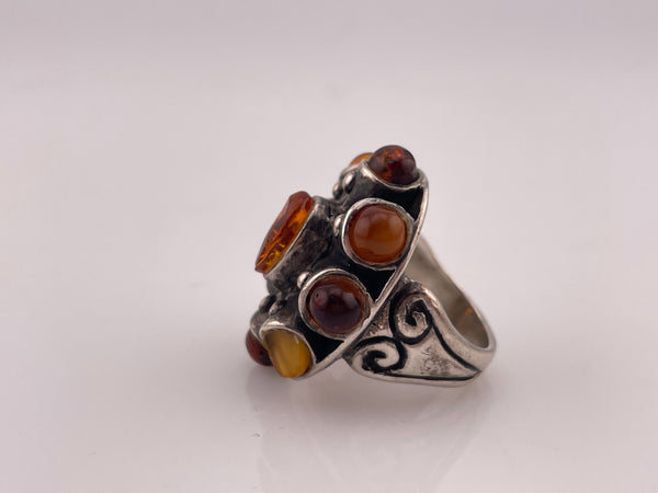 size 7 sterling silver amber cluster ring **AS IS**