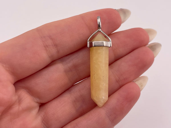 sterling silver calcite crystal point pendant ***AS IS***