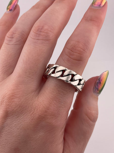 size 12.25 sterling silver chunky chain band ring