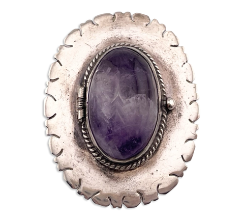 sterling silver amethyst locket pendant brooch
