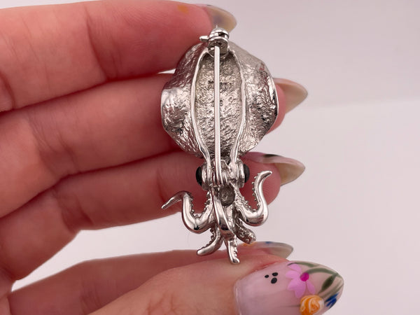 sterling silver Kovel mother of pearl squid pendant brooch