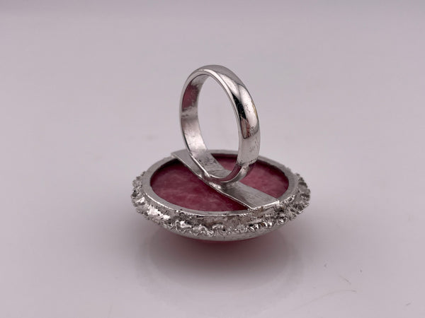size 6.5 sterling silver chunky rhodochrosite ring