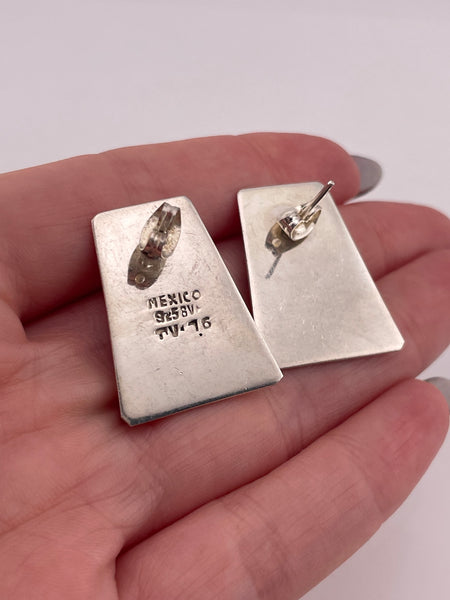 sterling silver Mexican modern stoneless triple ball post earrings