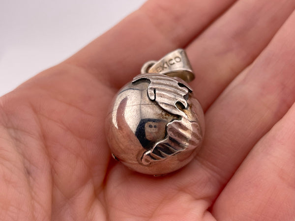 sterling silver globe world harmony ball pendant