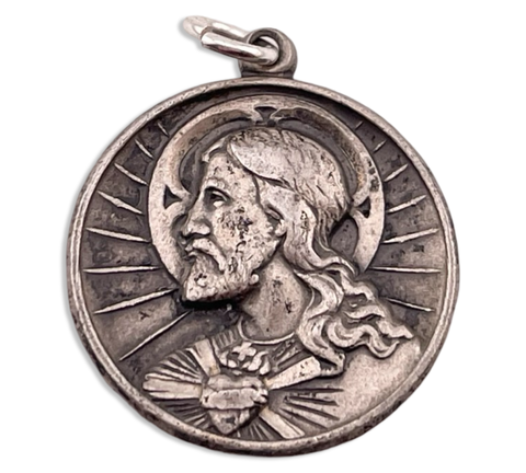 sterling silver religious Jesus profile pendant