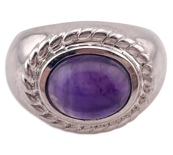 size 5.25 sterling silver amethyst rope border ring