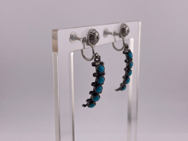 sterling silver synthetic turquoise screw-back dangle earrings