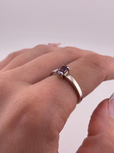 size 8.25 sterling silver faceted amethyst ring