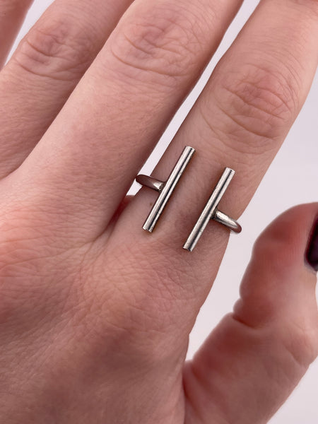 size 7.5 sterling silver parallel bar adjustble ring