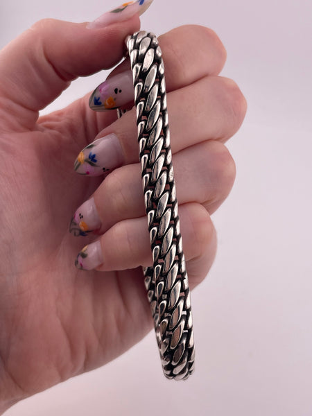 sterling silver 9" 53 gram heavy Mexican chain link bracelet