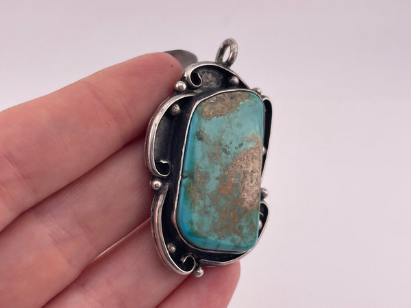 sterling silver 2" turquoise pendant