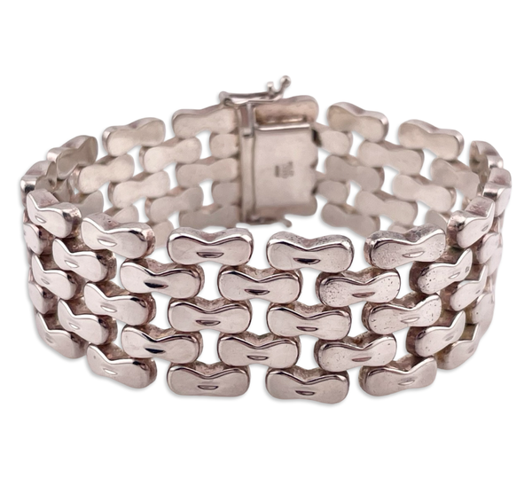 rhodium plated sterling silver Milor Italian chunky panel link bracelet